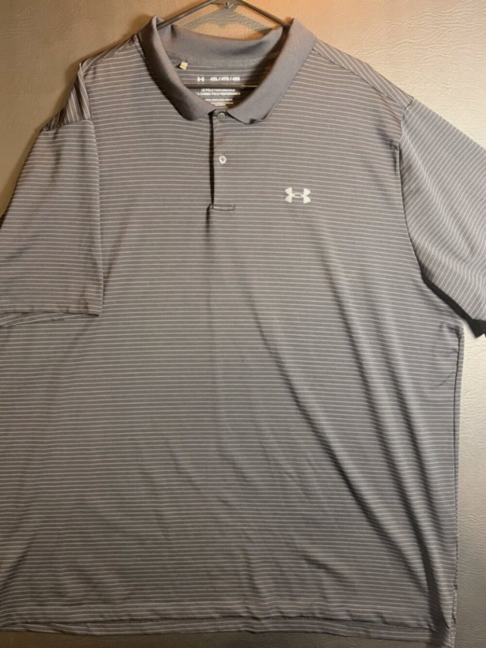 Under Armour Performance Polo Shirt Mens 4XL Big & Tall Black with white stripes